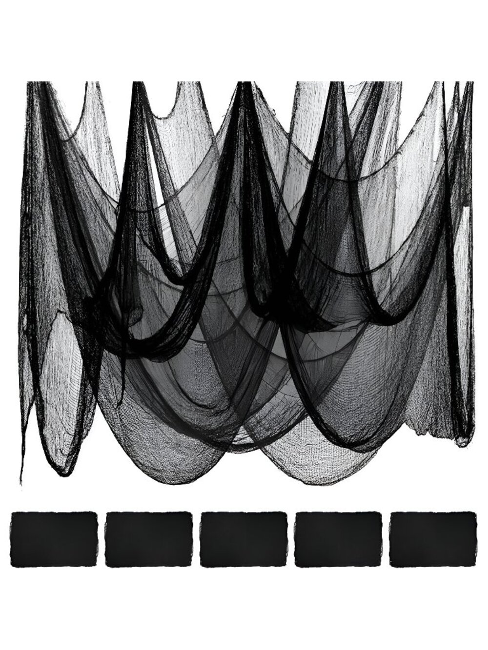 5pcs Halloween Black Creepy Cloth 30×80 Inch - Halloween Decor Spooky Haunted